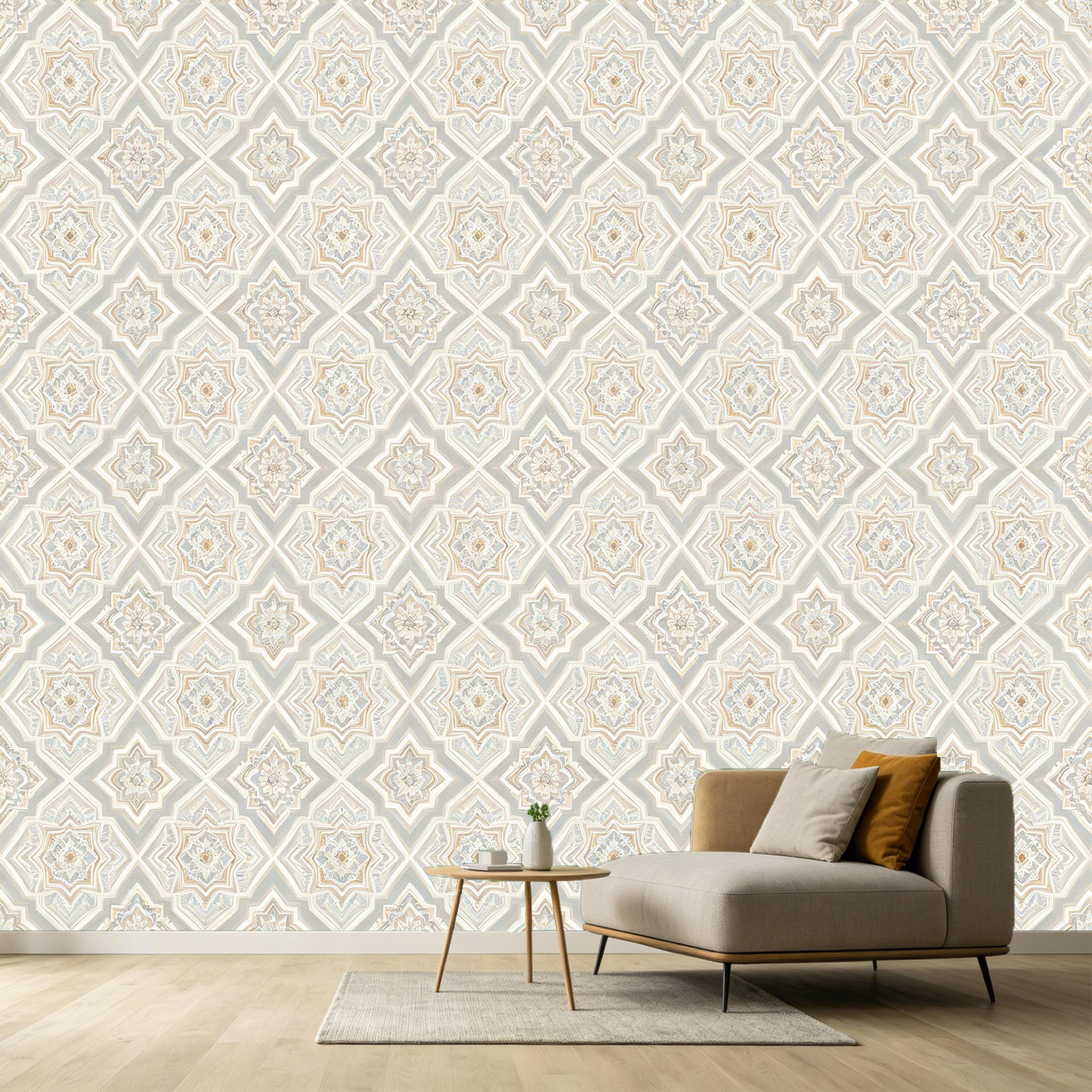 Custom Size Wall Murals Geometric Pattern Moroccan Tile Minimalist Modern Textured Neutral Tone SelfAdhesive Wall Fabric Removable Large Wallpaper for Photo Living Room
