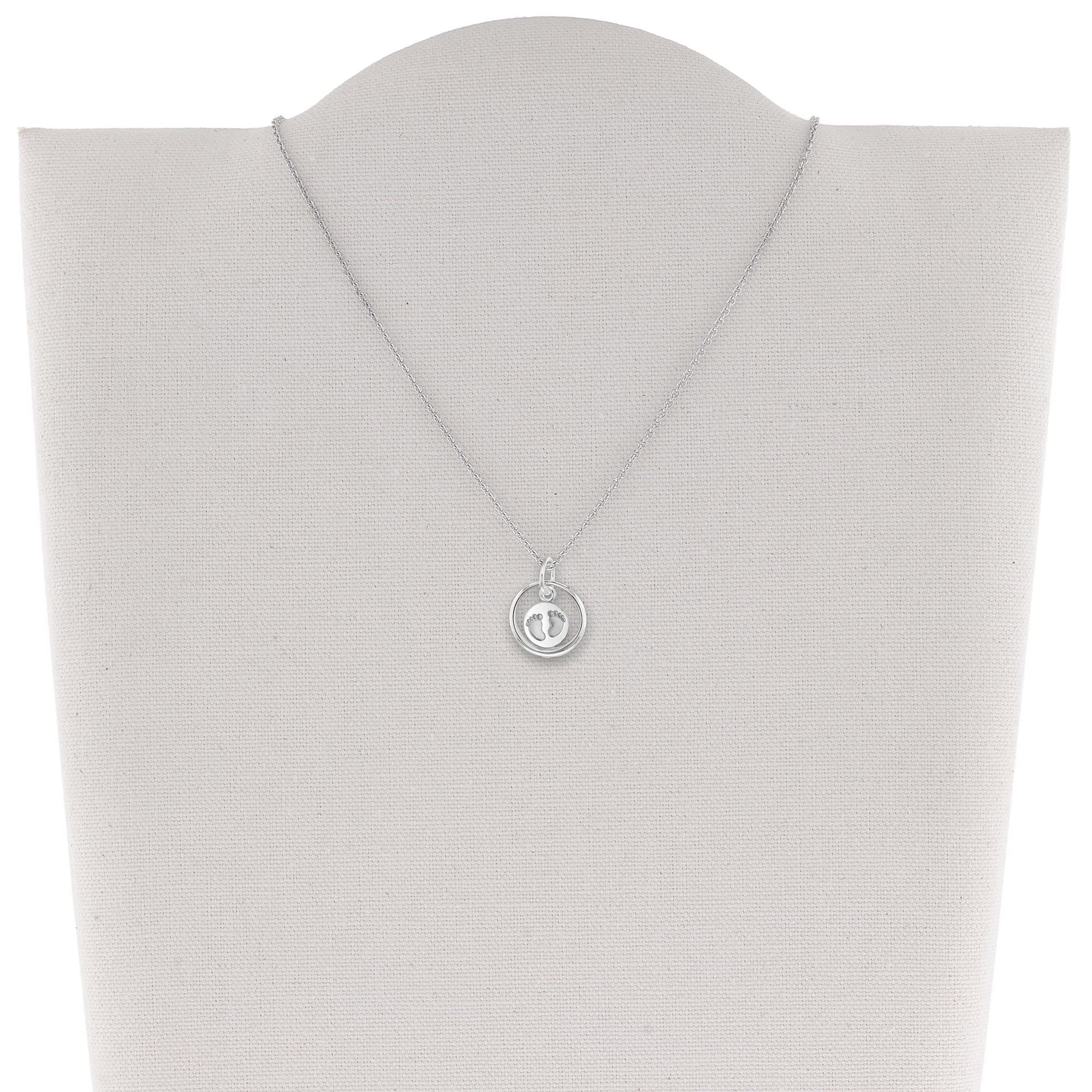 trendor Taufkette 925 Silber Taufring mit Anhänger Babyfüße 08467 | zauberhafter Taufschmuck für Mädchen, Jungen oder Mütter, tolle Geschenkidee zur Taufe,