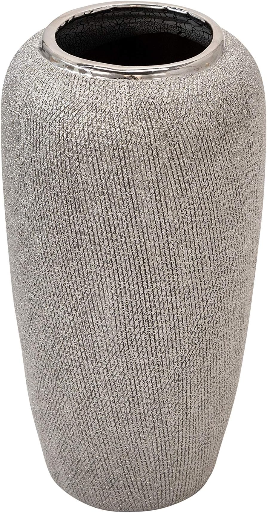 Sagebrook Home 13826-03 Ceramic 12.25" Vase, Silver, 6.25 x 6.25 x 12.25 inches