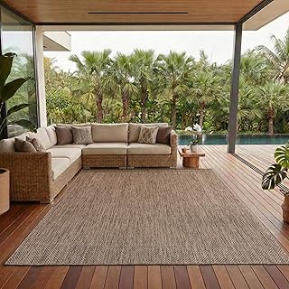 Outdoor Teppich Wetterfest Einfarbiges Design Terrasse Balkon Teppich Küche Garten Sisal-Look Küchenteppich Läufer Flur, Größe: 200 x 290 cm, Farbe: Braun