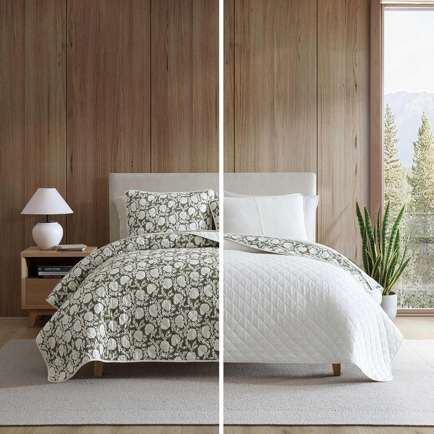 Eddie Bauer - Quilt Set, Super Soft Bedding with Matching Sham, Silky Smooth & Breathable, Classic Home Essentials (Garden Bloom Green, Twin)