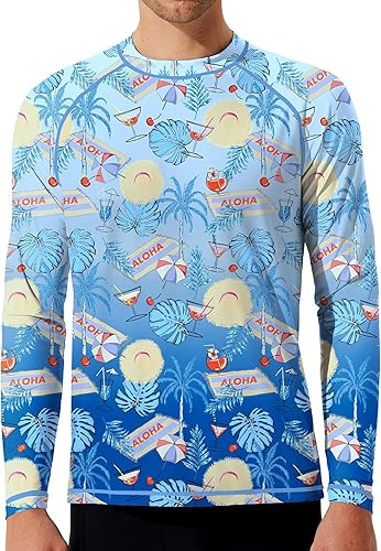 Miniatura 6 de Camiseta de natación de manga larga para hombre, camiseta de protección solar UPF 50+, camiseta de protección solar UV, para entrenamiento, correr,