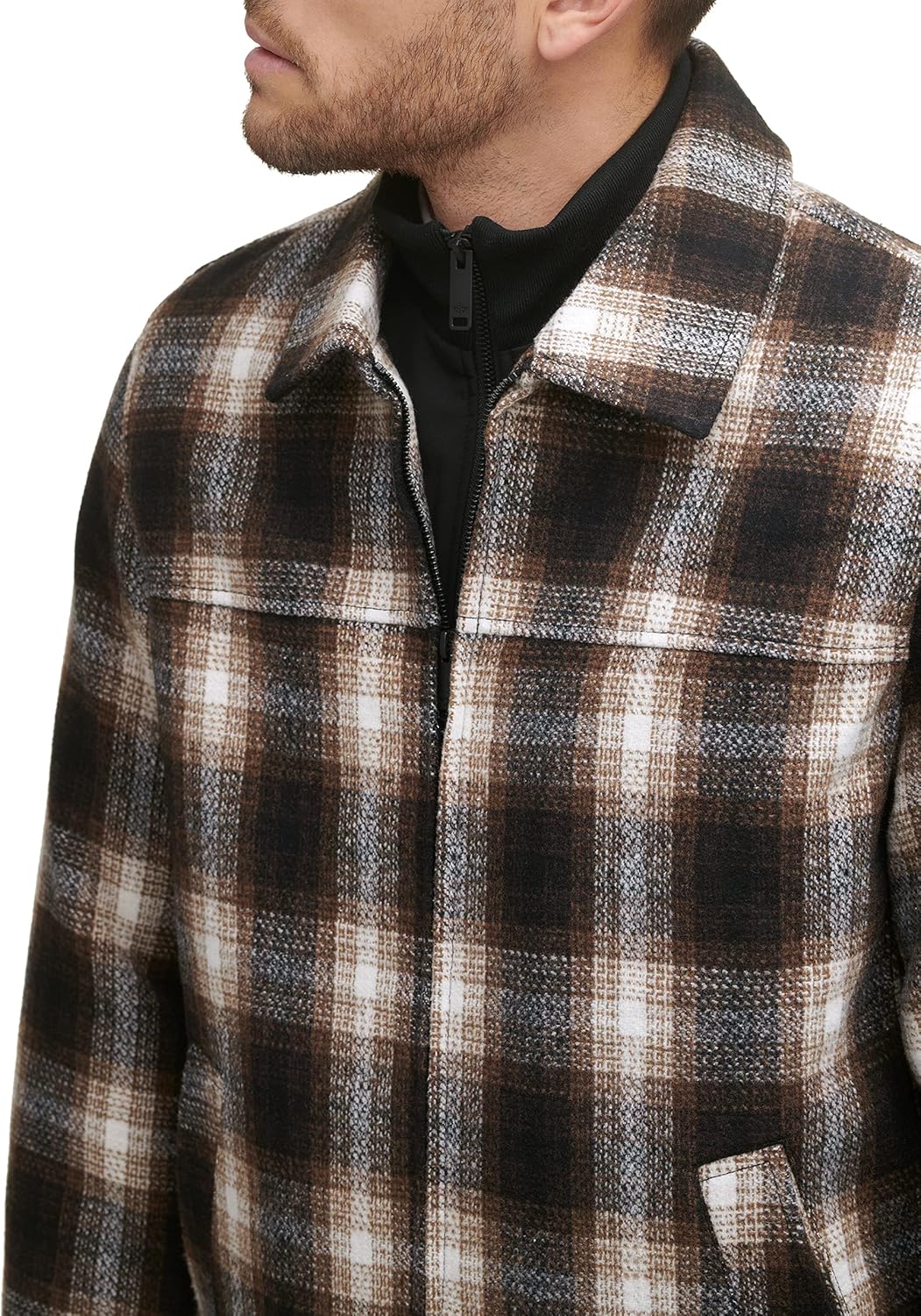 DOCKERS Men's Wool Blend Open Bottom Jacket With Quilted Bib - Image 6