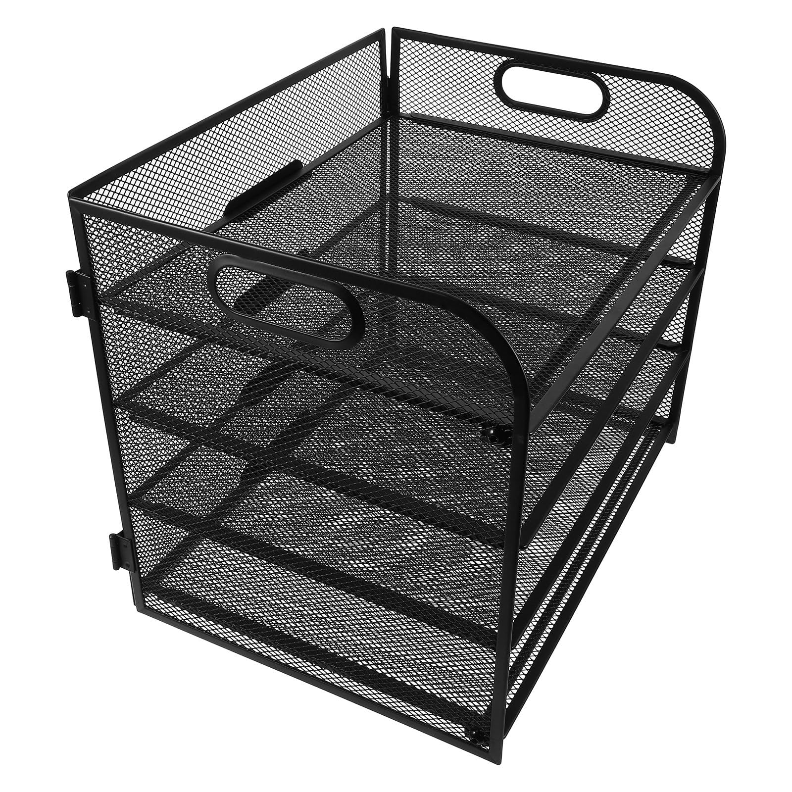 GALPADA Organizer Documenti 4 Livelli in Rete Maniglia Nero per Scrivania Ufficio e Casa per Classificare Forniture e Documenti