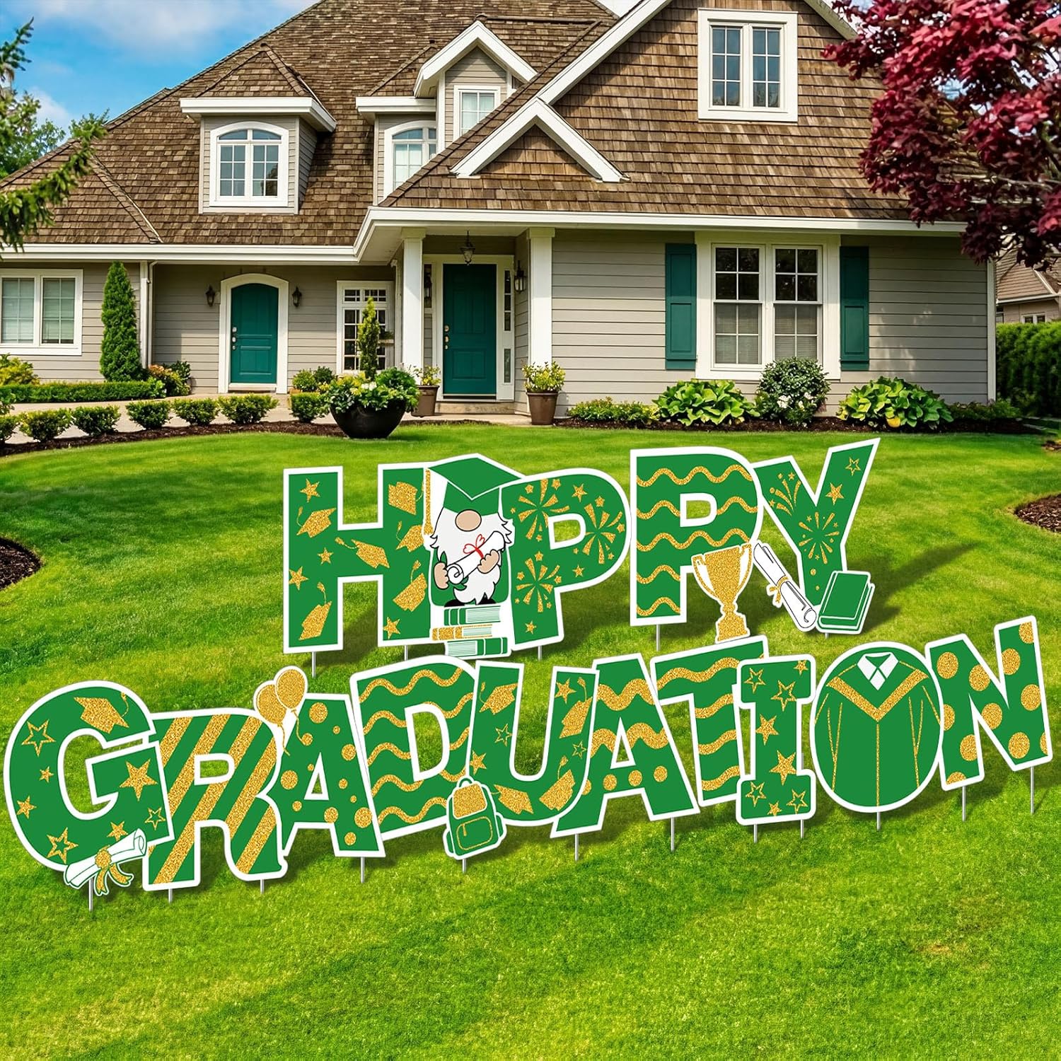 Chunful Happy Graduation Yard Signs - 2026 Congrats Grad Class of 2026 Outdoor Decorations for Senior College School Home Party Supplies(Purple Gold)