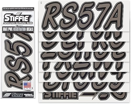 Miniatura 2 de Whipline - Calcomanías de identificación alfanuméricas, adhesivos de números de registro para barcos y embarcaciones personales, color carbón sólido