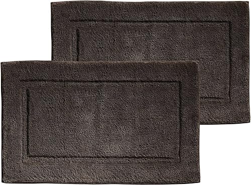 mDesign - Alfombra rectangular de lujo de 100 % algodón, tipo hotel o spa, absorbente del agua, borde decorativo, para tinabaño, lavable a máquina