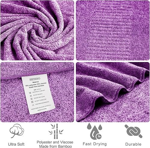 Vista 28 de SEISSO Toallas de baño, extra absorbentes y de secado rápido para baño, toalla de baño grande de fibra, súper suave, multiusos, para fitness, spa