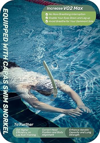 Miniatura 3 de CAPAS Esnórquel de entrenamiento para natación de regazo, diadema giratoria de ajuste definitivo para nadadores de montaje central con boquilla de