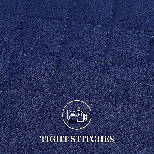 Miniatura 7 de HOMBYS Juego de edredón extragrande de 3 piezas de 120 x 120 pulgadas, reversible, ligero, juego de edredón azul marino de verano (Super King (120 x