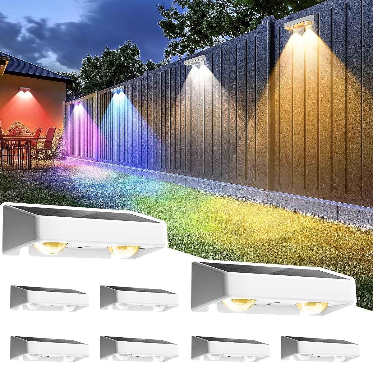 SOLPEX Solar Fence Lights - 9 Colors & Color Changing, IP65 Waterproof, LED