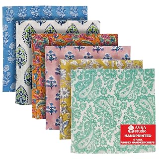 AVKA Studio Unisex Handkerchiefs – Soft Cotton Handcrafted Hankies – Sweat Absorbing, Machine Washable, Thin & Lightweight - Amazon product rated Grade A
