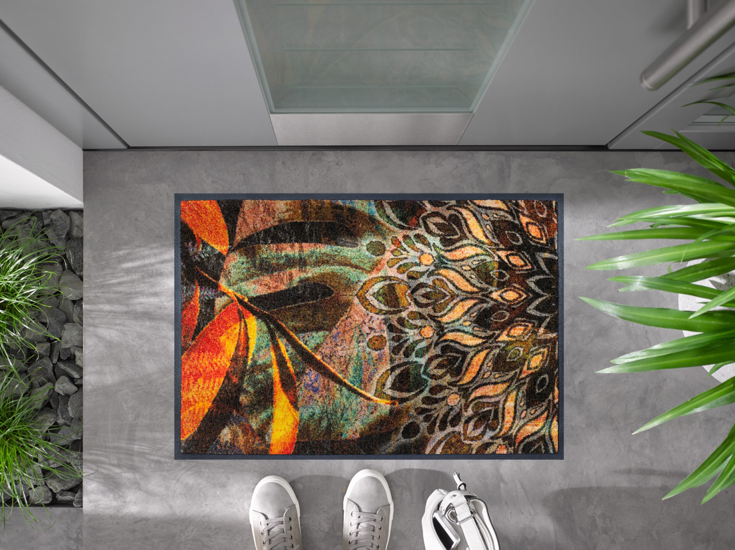 wash+dry Paillasson, Jungle Dance 50x75cm, intérieur et extérieur, Lavable, Multicolore
