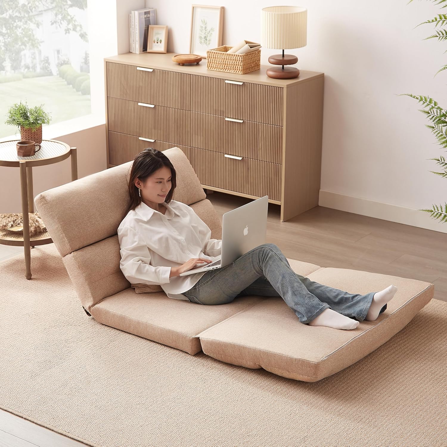 Linxinto 折りたたみ ソファベッド 座椅子 幅103cm 2人掛け ソファ