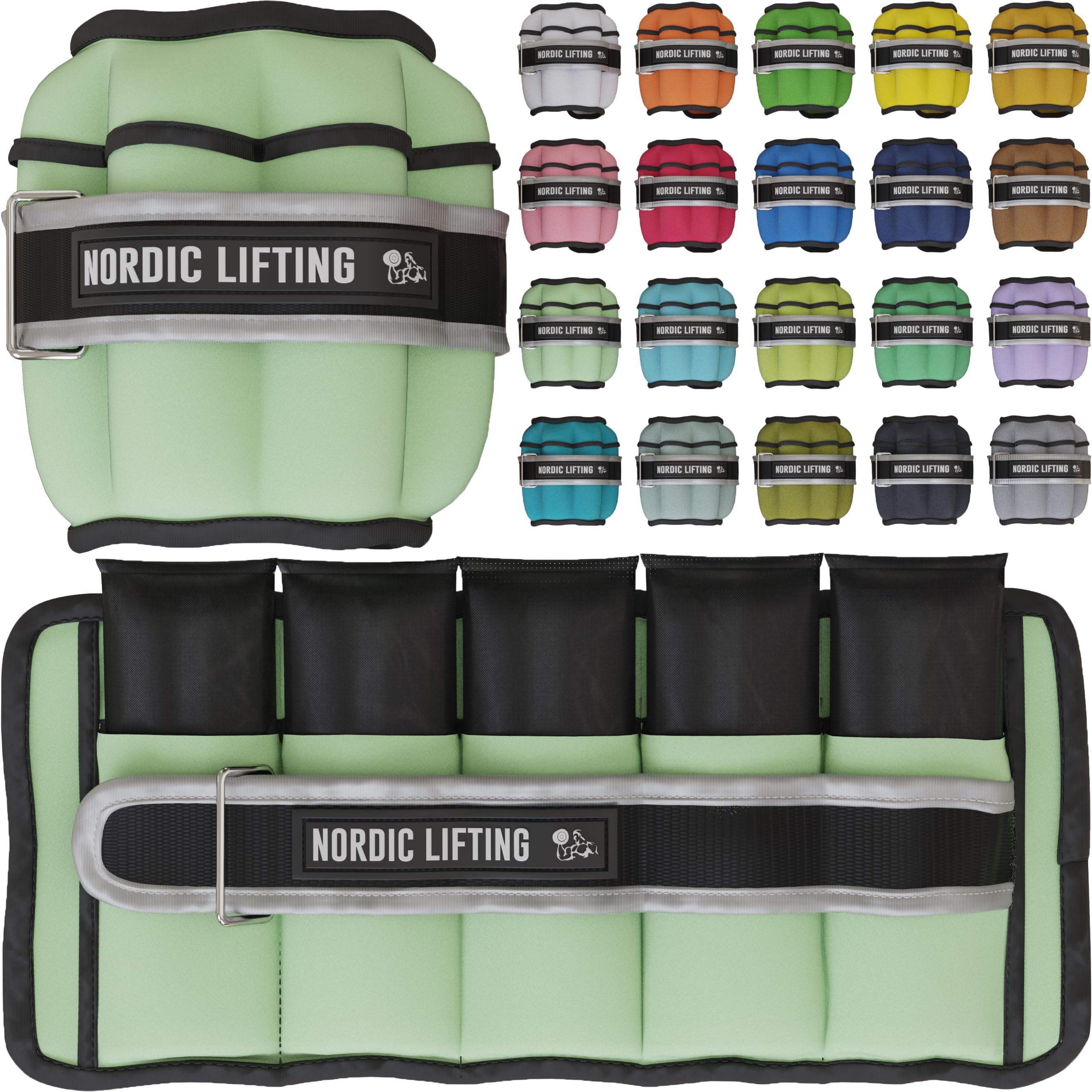 Nordic Lifting Adjustable Ankle Weights for Women & Men – 1 Pair (2–10 lbs) Wrist, Arm & Leg Weights for Gym, Yoga & Home Workouts – Secure Fit Strap