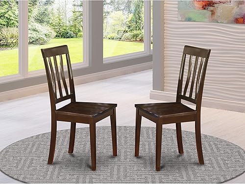 Miniatura 8 de East West Muebles Silla De Comedor Envejecido con asiento de piel sintéticaConjunto de 2