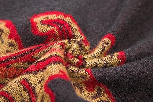 Miniatura 6 de Poncho con flecos, con estampado vintage, estilo retro, a la moda, para mujer. Capa, chal.