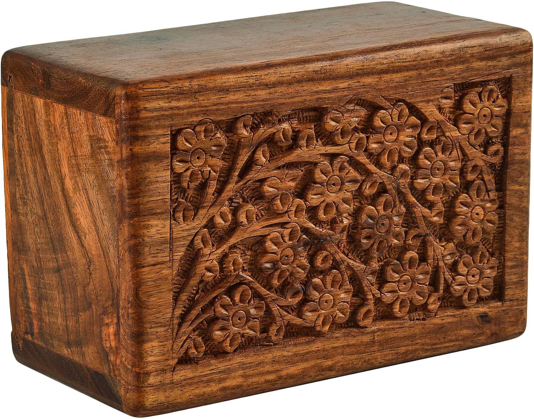 Tree of Life Design Medium Keepsake Decorative Engraved Wooden Personalized Natural Wood Memory Visiting Card Box 6x4x3 Inches