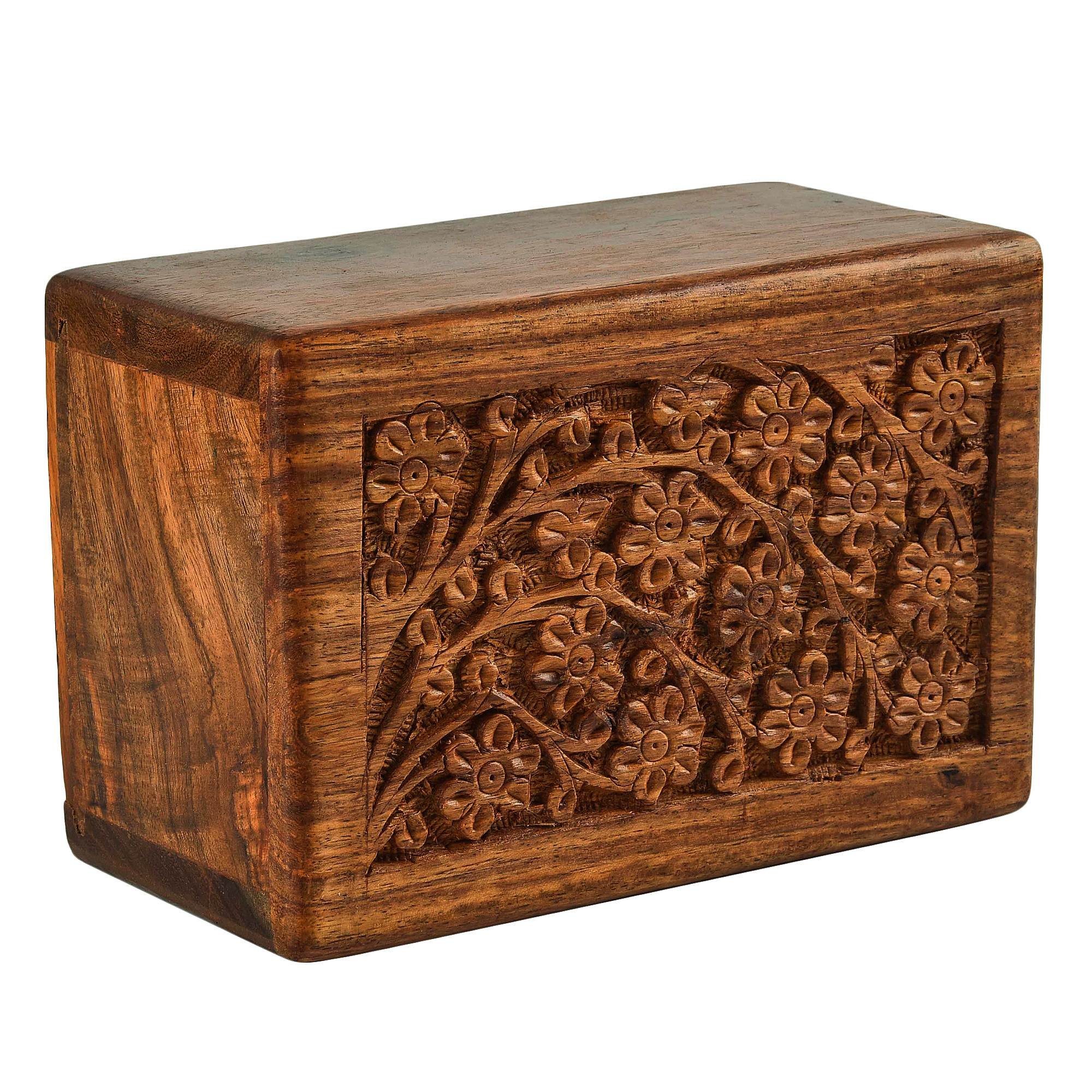 Tree of Life Design Medium Keepsake Decorative Engraved Wooden Personalized Natural Wood Memory Visiting Card Box 6x4x3 Inches