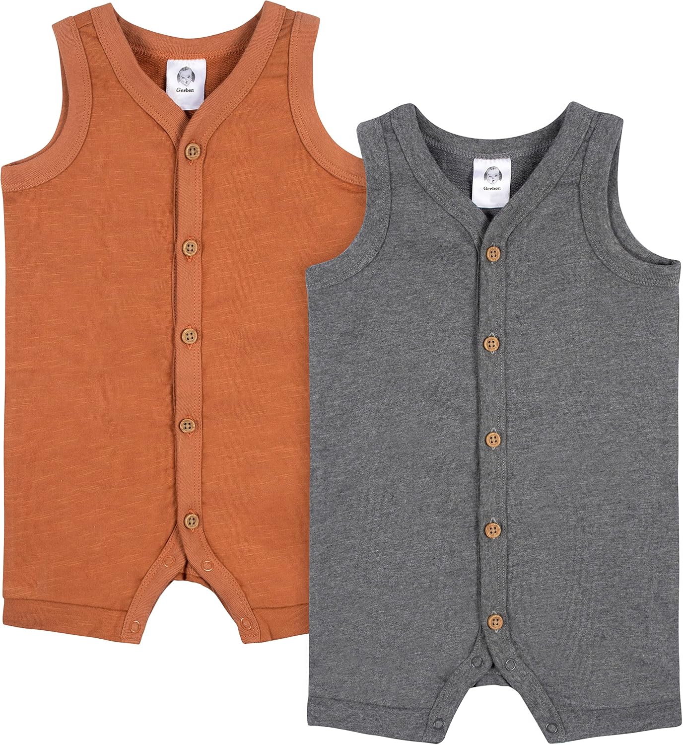 Gerber Paquete de 2 mamelucos de pierna corta para bebés niños