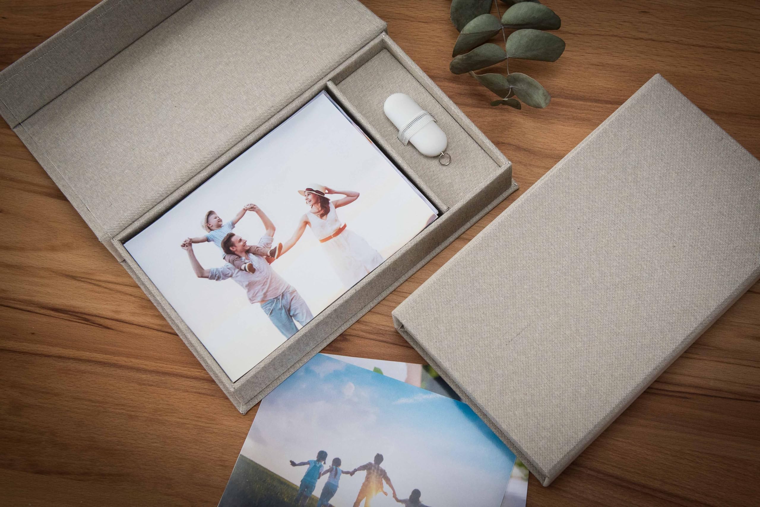 Boîte de rangement USB de mariage avec boîte photo - Blanc, gris - Sans clé USB (gris)
