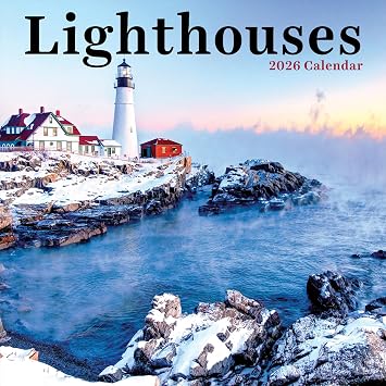TF Publishing 2026 Lighthouses Wall Calendar - Large Grids for Appointments and Scheduling - Vertical Monthly Wall Calendar 2026 with Premium Gloss Paper for Home and Office Organization - 12in x 12in