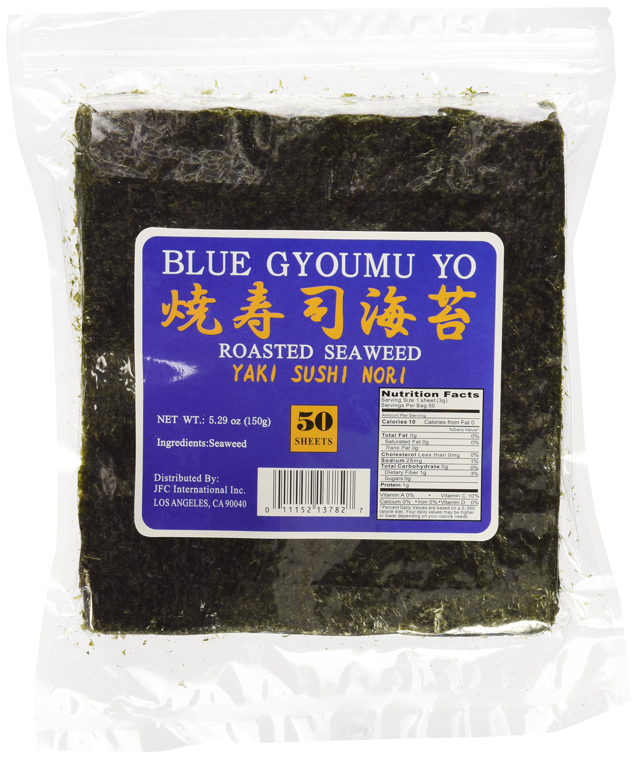 Sushi Nori Seaweed Sheets - 50 Sheets - Blue Gyoumu Yo Premium Quality 5.29-Ounce Sealed Pouche
