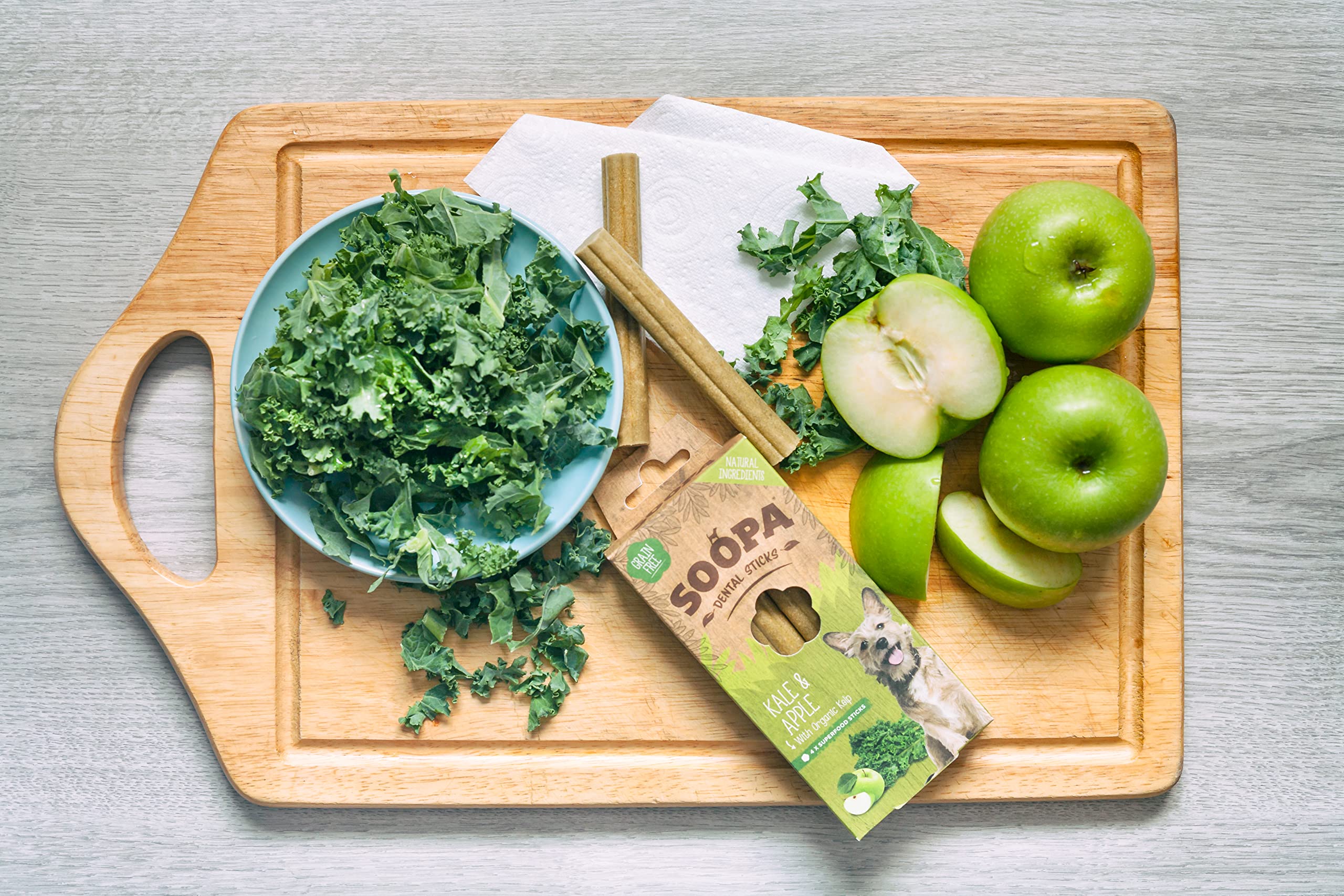 10 Pack Soopa Kale & Apple Natural Dog Dental Sticks, green, 100 g (Pack of 10) - Image 2
