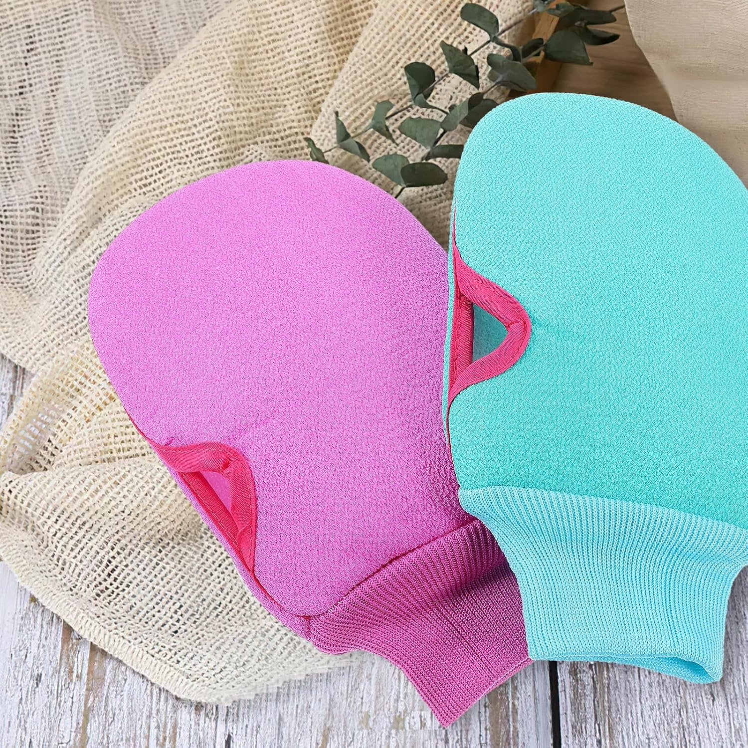 2 Pcs Body Scrubber Exfoliating Gloves for Shower and Bath, Vegetable Silk Material Deep Cleansing Mittens that Remove and Exfoliate Dead Skin for Adults