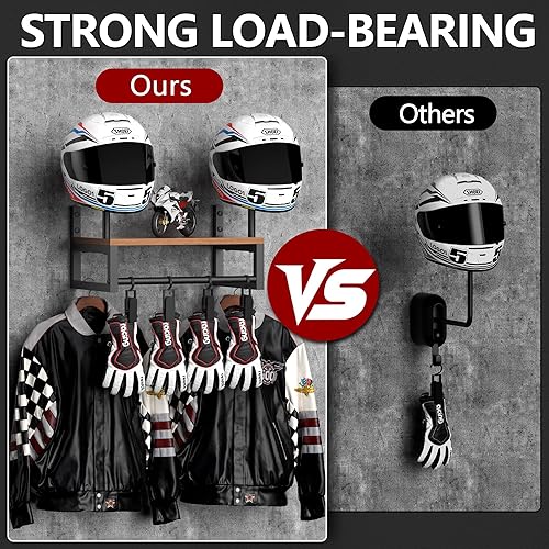 Miniatura 2 de Soporte de pared para casco, soporte para casco de motocicleta, exhibición de accesorios de motocicleta, estante para casco con tira de luces RGB