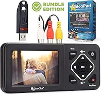 ClearClick Video2Digital Converter 2.0 Bundle: Digitize VHS, Hi8, VCR Tapes to MP4 USB/SD - 3.5" Screen, No PC Required