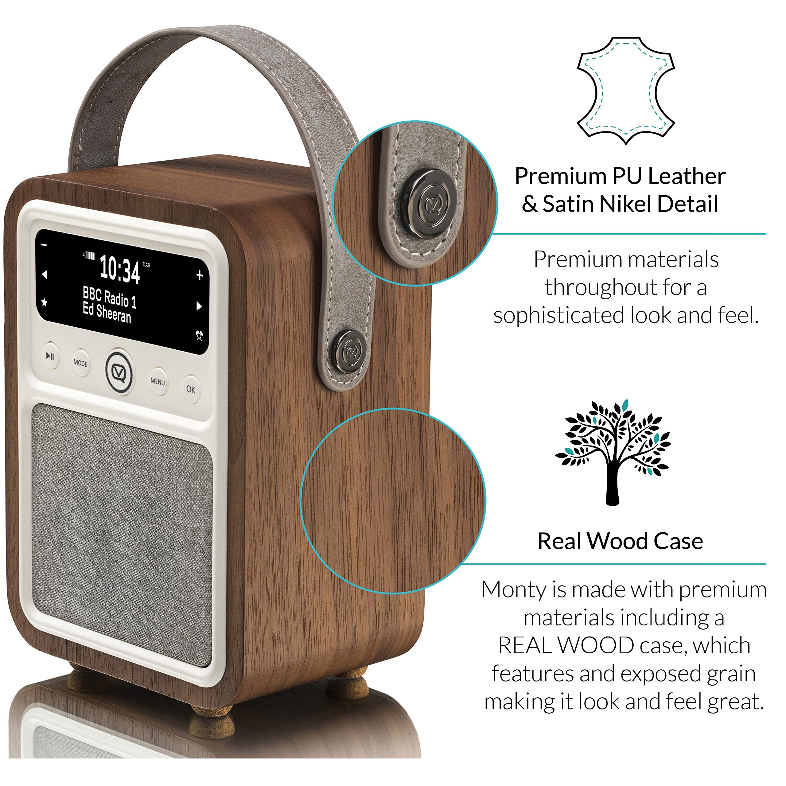 VQ Monty DAB Radio with Bluetooth, Radio Alarm Clock with FM