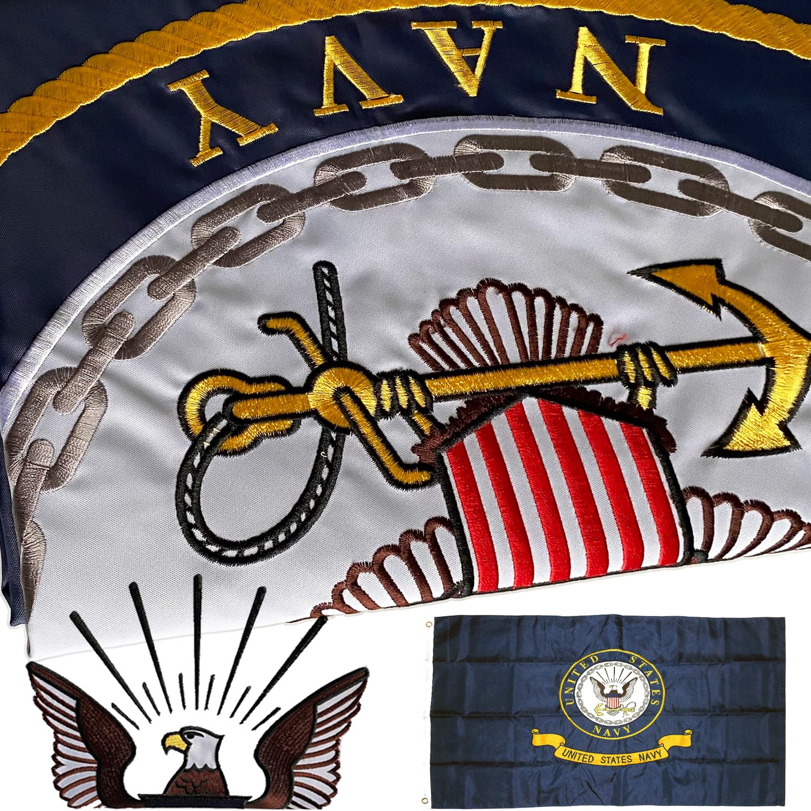 WDGG Embroidered United States Navy Flag 3x5
