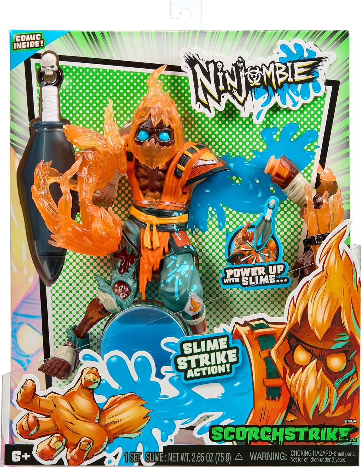 Ninjombie Action Figure - Scorchstrike, Boys Action Ninja Zombie Slime Monster Action Figure, Ages 6 +