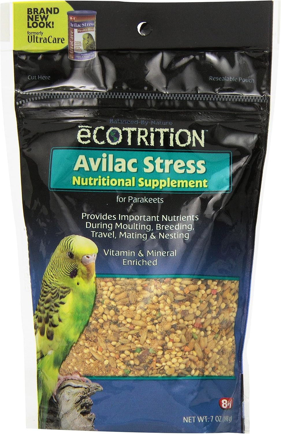 Ecotrition Avilac Stress Nutritional Supplement For Parakeets, 7-Ounce (A567)
