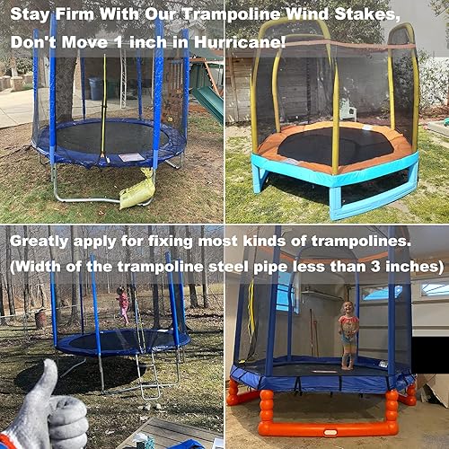 Miniatura 8 de Paquete de 12 estacas de viento para trampolines, 12 pulgadas, extra resistentes, recubiertas en forma de U, anclajes de acero para decoración de