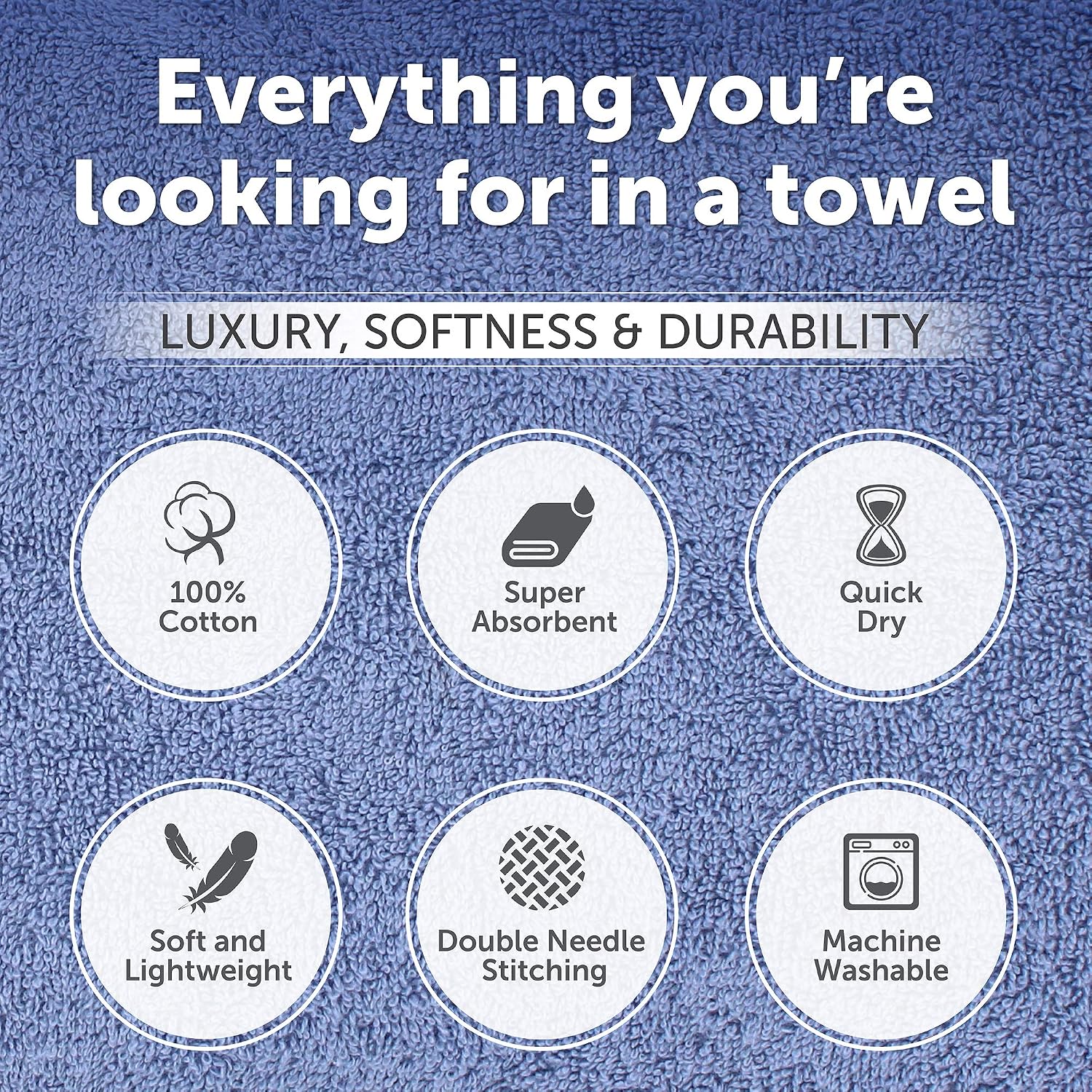 JINAMART Luxury Soft Cotton Bath Towels Sets | Highly Absorbent Quick Dry Bath Towel | Pool Towel |Gym Towel | Bathroom Towel | [27.5" X 55"] (4 Bath Towel, Navy Blue)