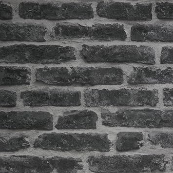 Transform Industrial Brick Charcoal Peel and Stick Wallpaper,Grey