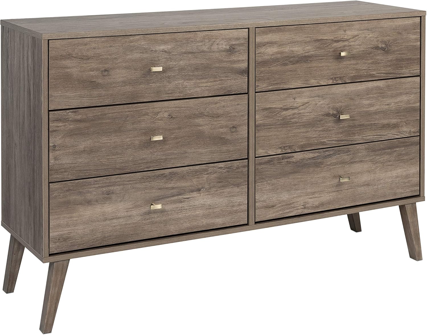 Prepac Milo 6-Drawer Dresser, Drifted Gray & Milo 2-Drawer Nightstand, Drifted Gray