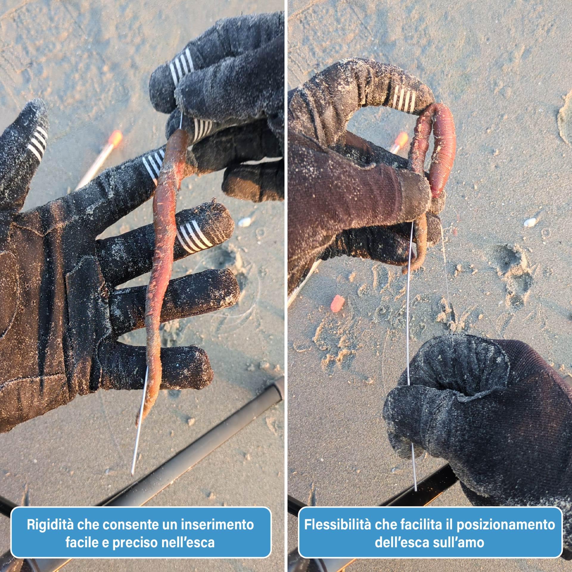 F2M - Scatola di 5 aghi da pesca cavi per escher verso sardine crostacei molluschi - confezioni di aghi da locher + rulli filo da legatura - Lotti aghi + legatura esche - Pesca mare acqua dolce