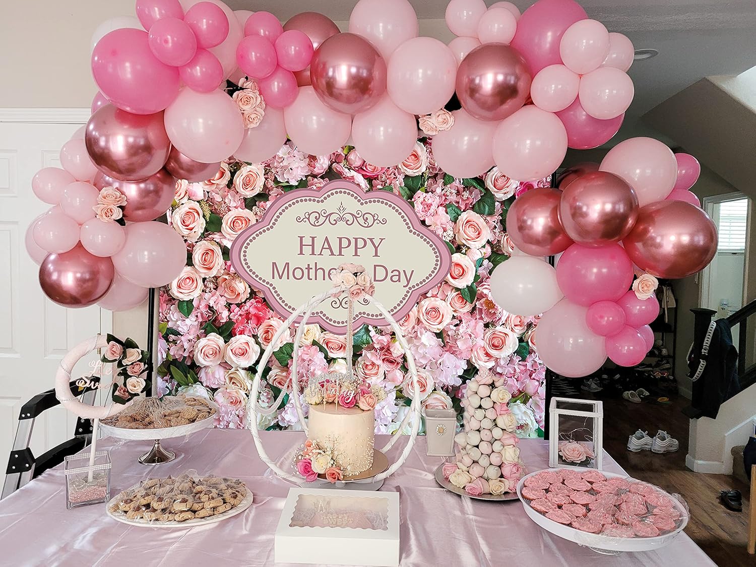 Happy Mother's Day Backdrop 10x8FT Flowers Photography Background for Mother's Day Party Decoration Banner Studio Supplies Photo Props