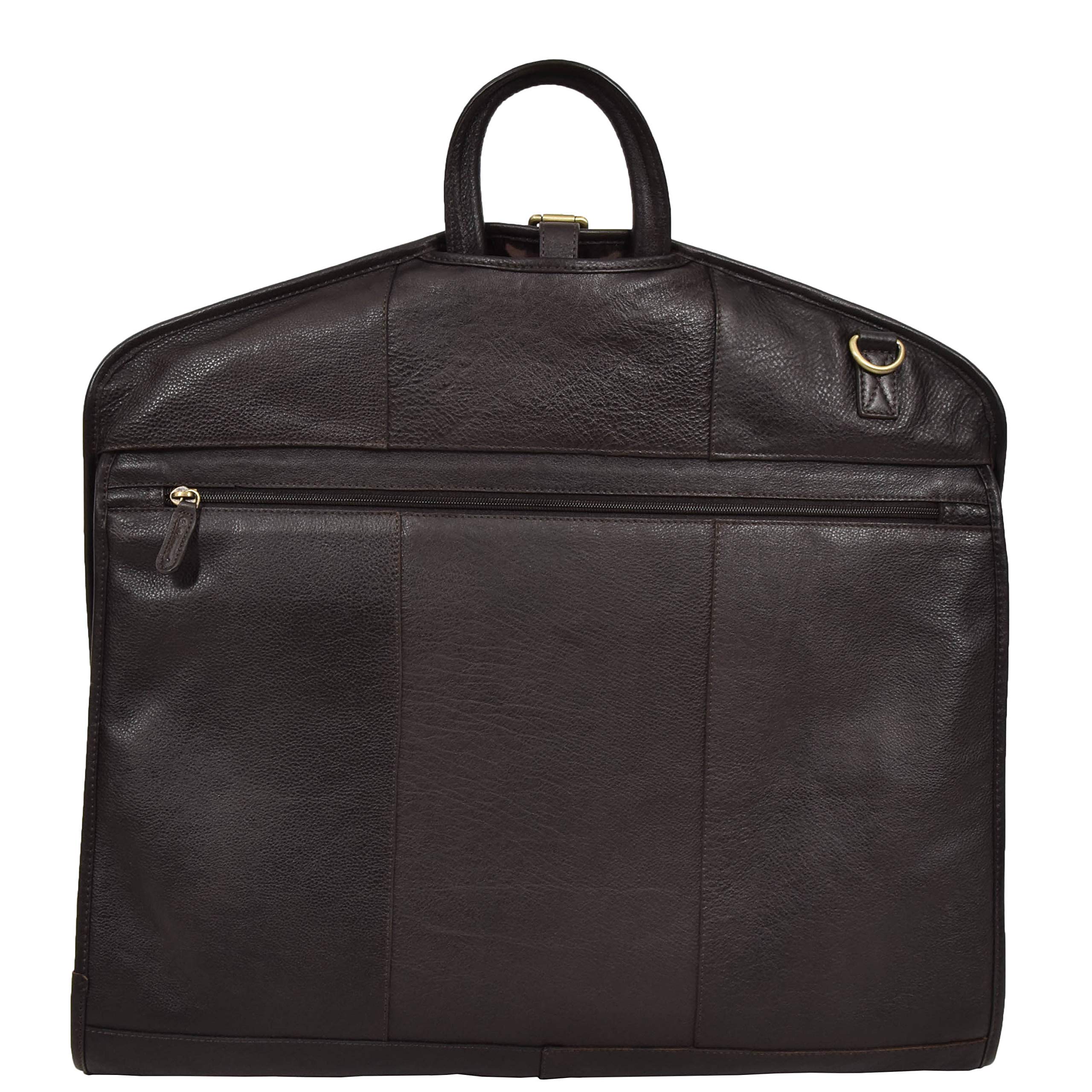 Bolsa de vestir de piel auténtica para traje de viaje, delgada y lujosa (marrón)