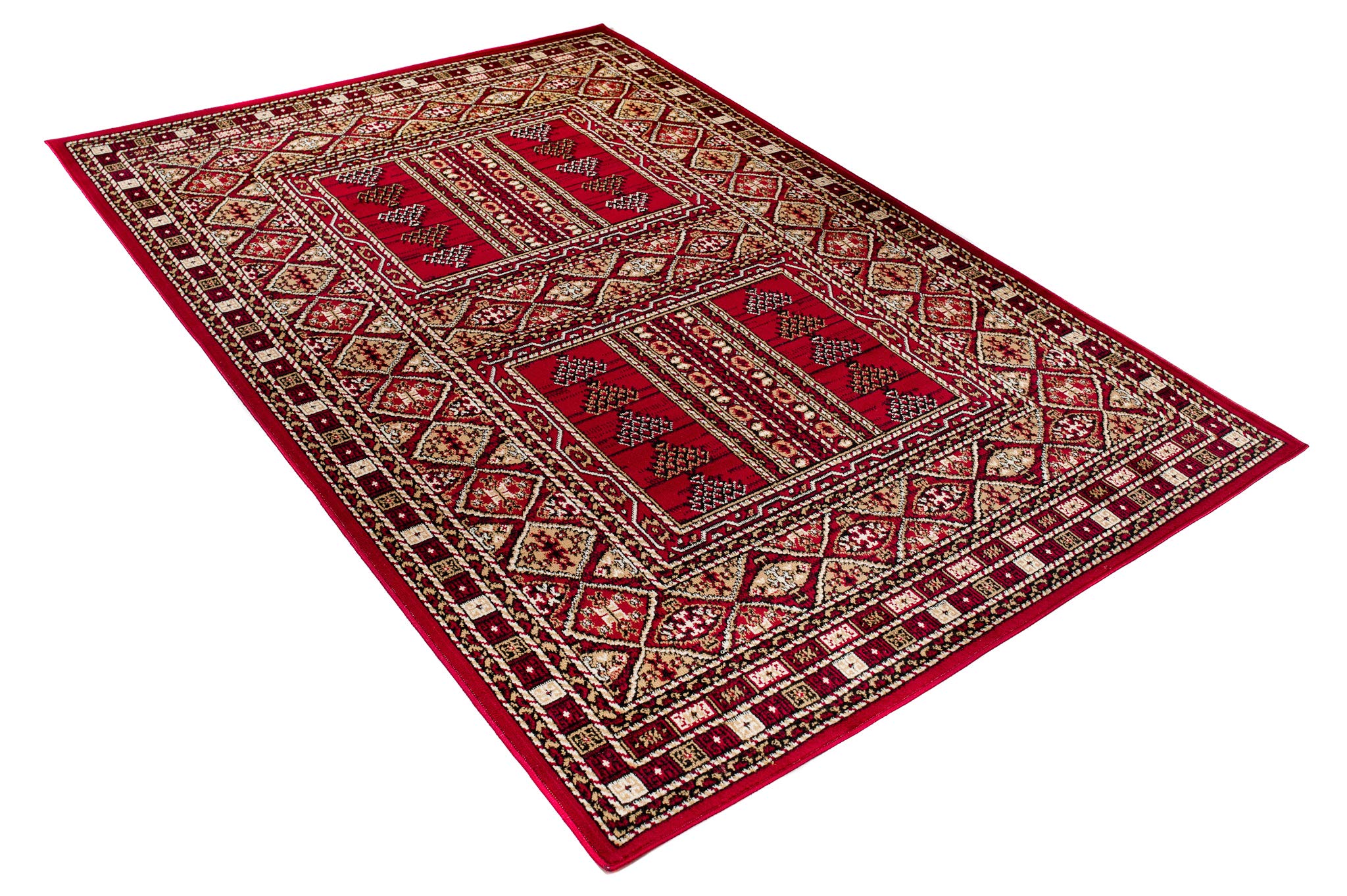 Carpeto Rugs Tappeto Orientale Salotto a Pelo Corto Rosso Bordeaux Bordò 140 x 200 cm Classico Persian Design