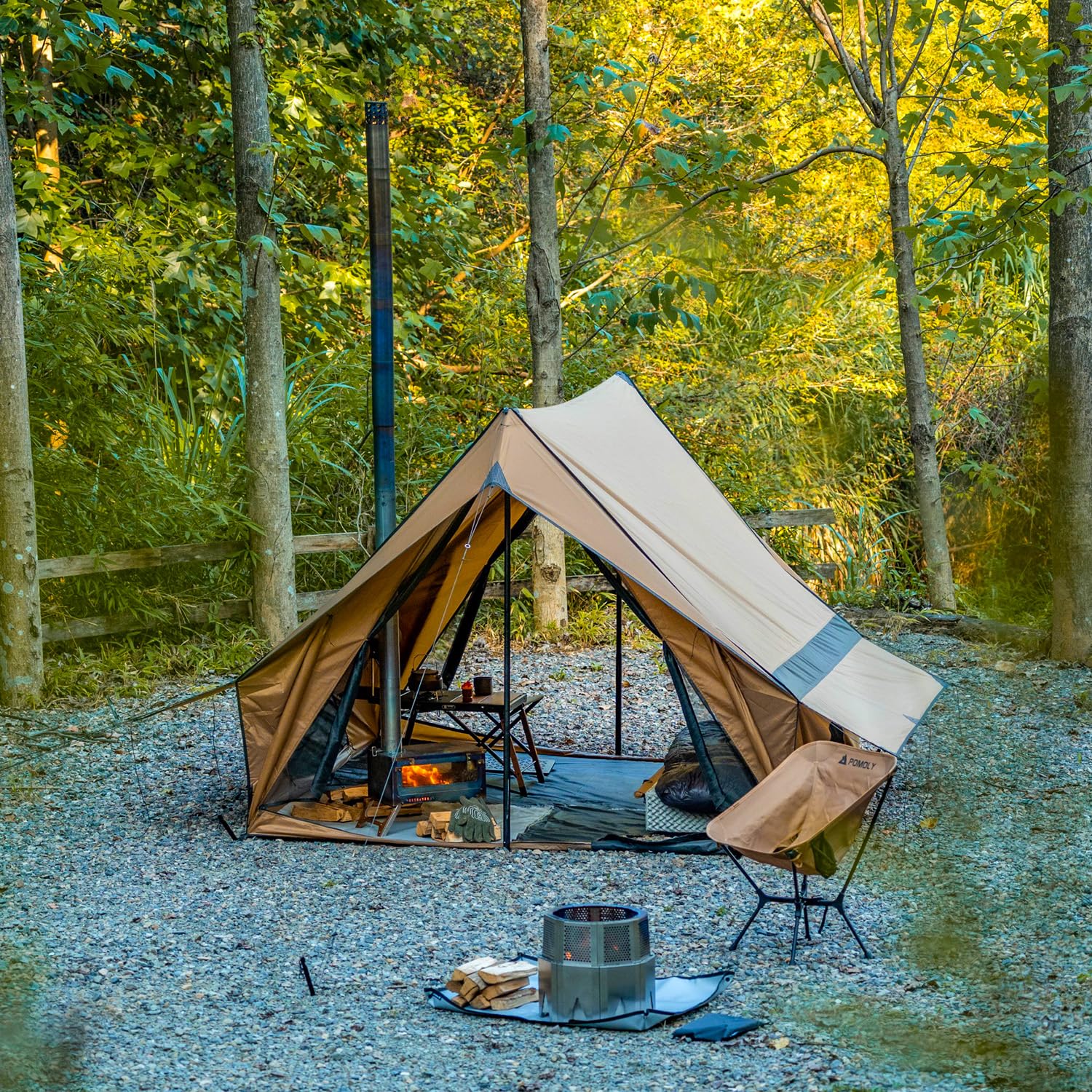POMOLY CHALET 70 Max - Tenda da campeggio, portatile, con due pali per 2-4 persone, escursionismo, zaino in spalla