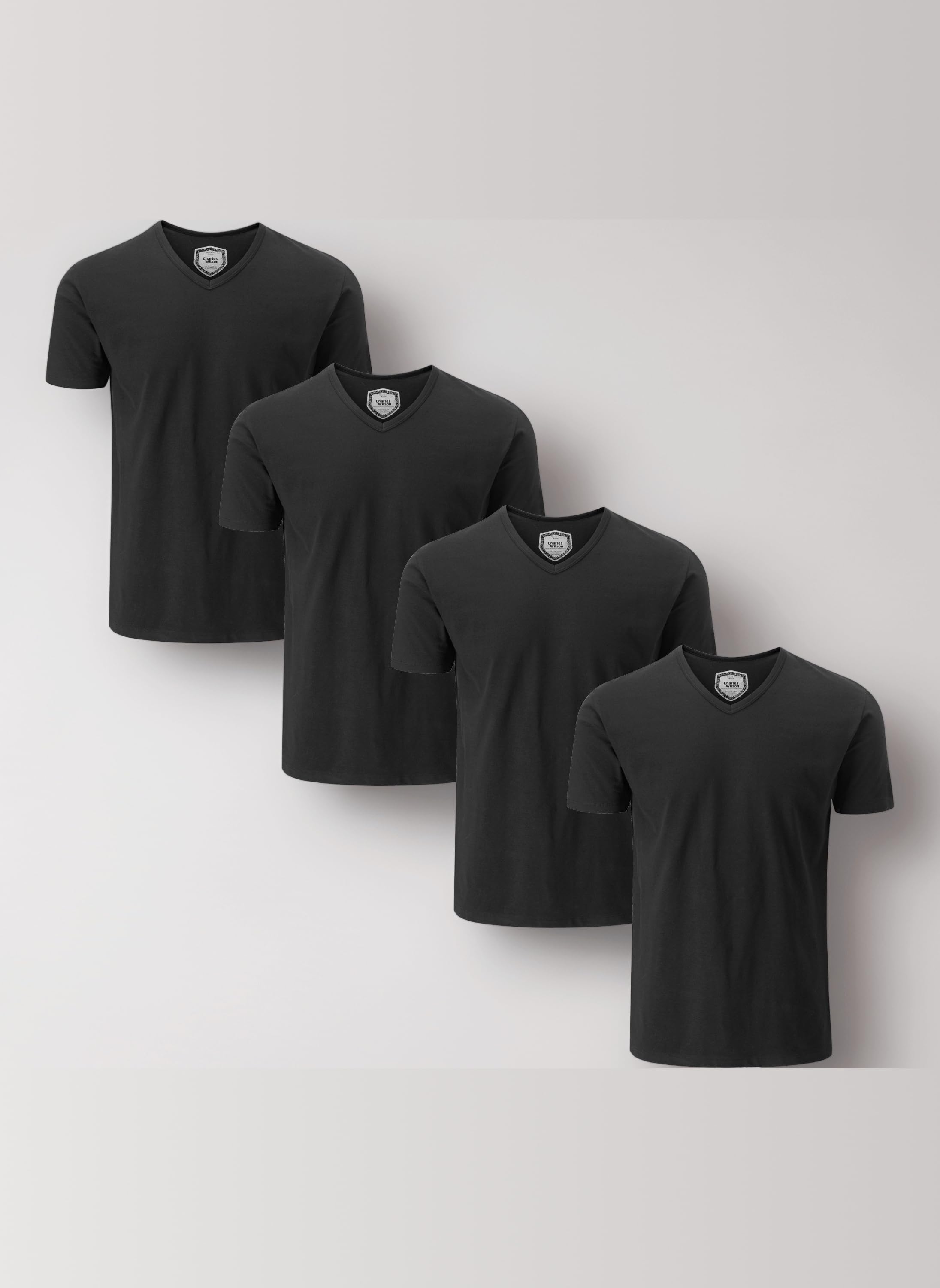 Charles Wilson 4 Pack Men's Comfort Stretch V-Neck T-Shirt