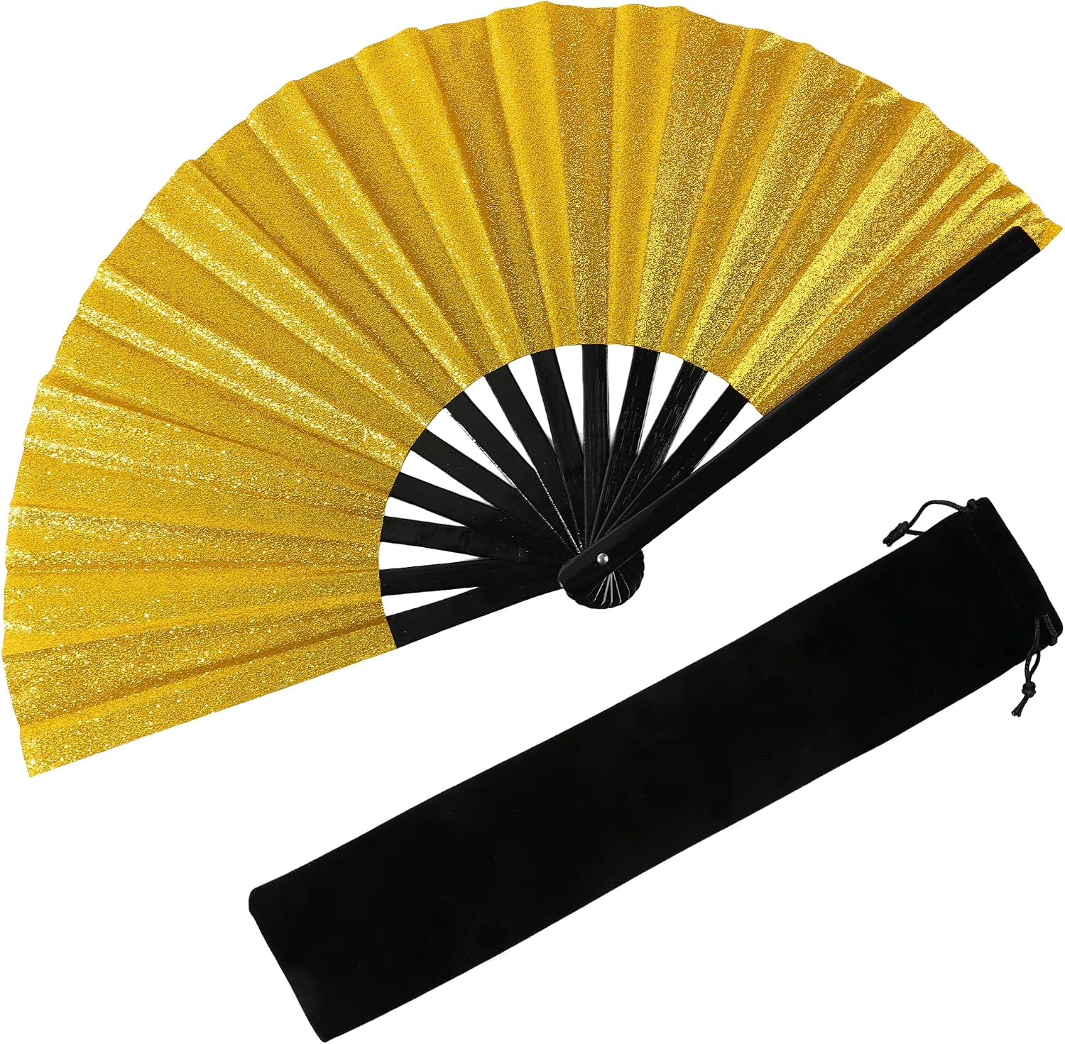 9/13" Rave Fan Women Men, Glitter UV Glow Folding Clack Fan for EDM Festival Line Dancing Club Rave Accessories Party Decor