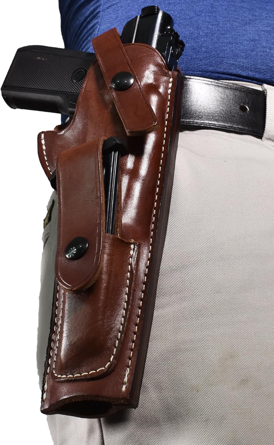 BlueStone Safety Leather MK 22 Holster With Mag Pouch Compatible with Ruger MK I, II, III, IV Handguns with 5.5-Inch Barrel | Leather Handgun Holster Compatible with Mark 22 Handgun | (Right, Mahogany