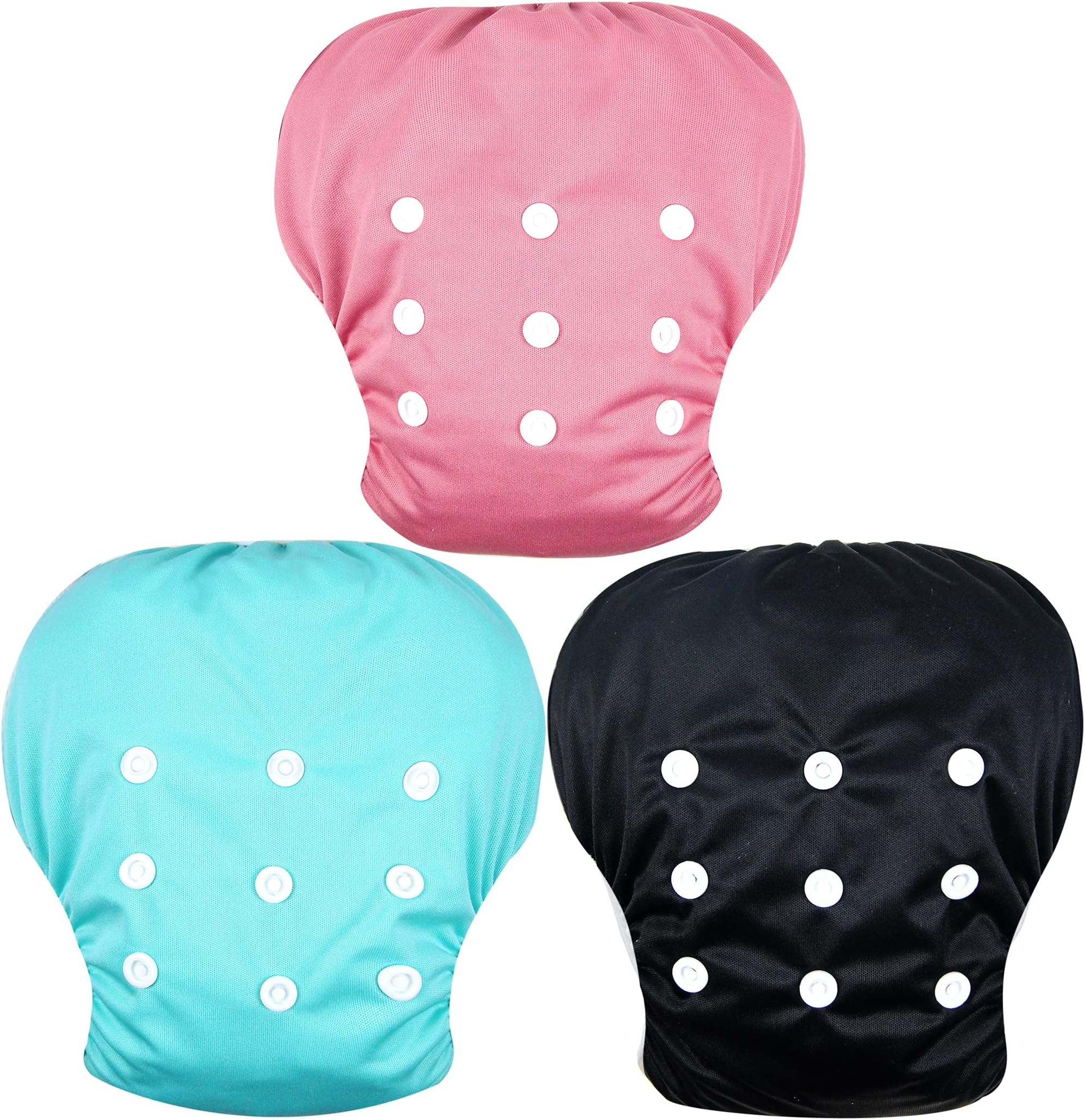 wegreeco Baby & Toddler Snap One Size Adjustable Reusable Baby Swim Diaper (Red, Blue, Black, Small, 3 Pack)
