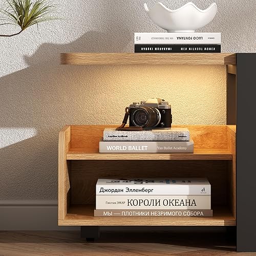 Miniatura 4 de Soporte de TV con luces LED y armario de almacenamiento para televisores de hasta 55 pulgadas/65 pulgadas, moderno centro de entretenimiento con