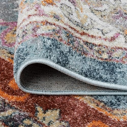 Miniatura 3 de Alfombra de pasillo de 2 x 8 pulgadas  Alfombra tradicional para cocina, entrada interior, entrada, vestíbulo o pasarela, color mezclilla, 2 pies 3